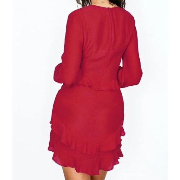 Cupshe Long Sleeve Mini Dress Red Medium NEW - Picture 6 of 12